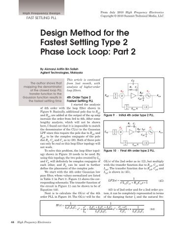 Design Method for the Fastest Settling Type 2 Phase Lock Loop: Part 2
