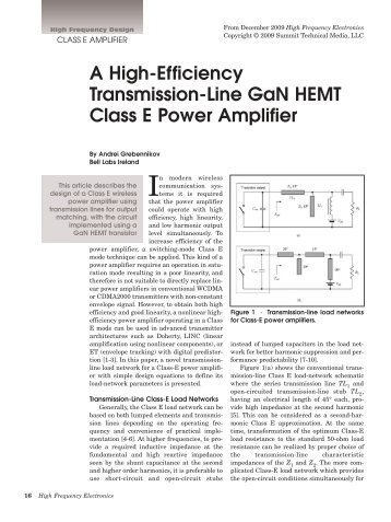 A High-Efficiency Transmission-Line GaN HEMT Class E Power ...