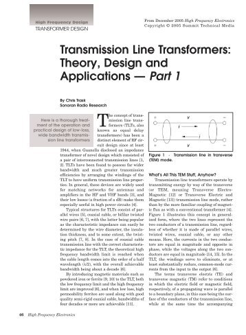 Transmission Line Transformers: Theory, Design and Applications ...