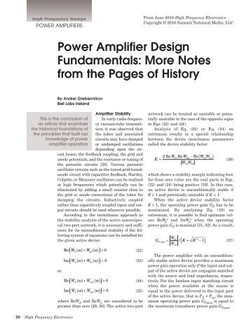 Power Amplifier Design Fundamentals - High Frequency Electronics