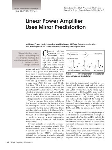 Linear Power Amplifier Uses Mirror Predistortion - High Frequency ...