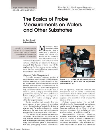 The Basics of Probe Measurements on Wafers and Other Substrates