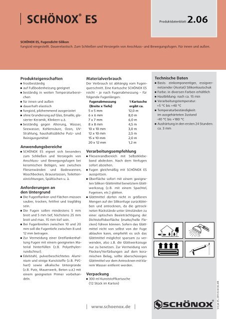 Produktdatenblatt - Schonox