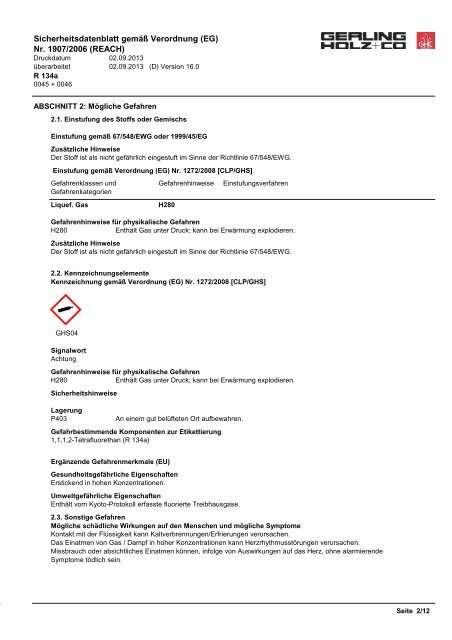 Sicherheitsdatenblatt - GHC Gerling, Holz + Co. Handels GmbH