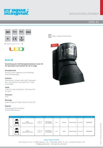 SERIES 43 - LED Combilight - aqua signal