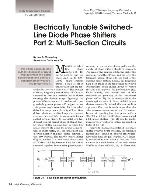 Line Diode Phase Shifters Part 2 - High Frequency Electronics