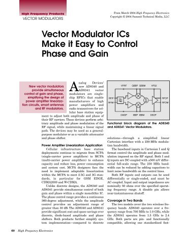 Vector Modulator ICs Make it Easy to Control Phase and Gain