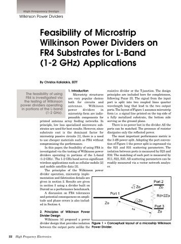 Feasibility of Microstrip Wilkinson Power Dividers on FR4 Substrates ...