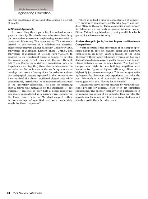 Microwave Engineering Education - High Frequency Electronics