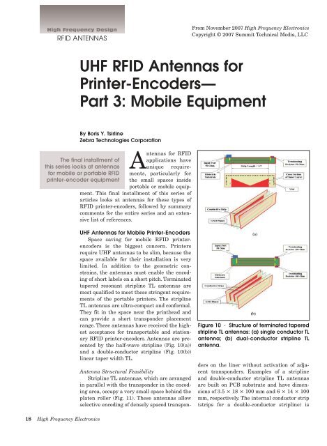 UHF RFID Antennas for Printer-Encodersâ Part 3 - High Frequency ...