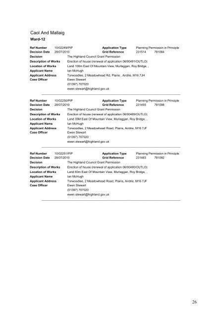 Delegated Decisions - The Highland Council