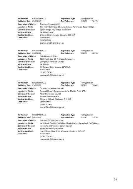 Planning Applications Feb 27th - The Highland Council