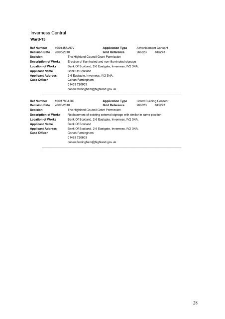 Weekly Planning Applications List (Delegated Decisions)