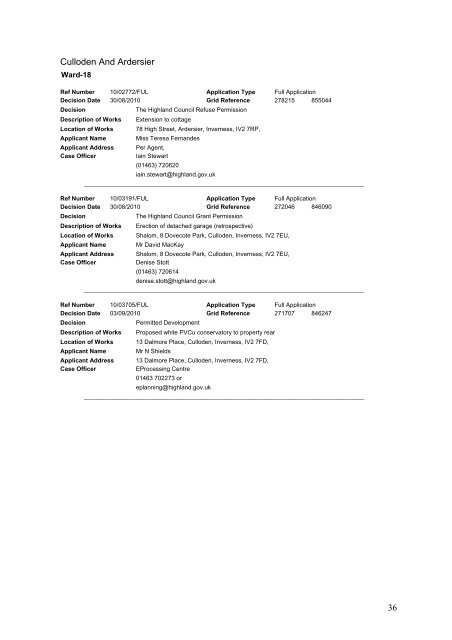 Delegated Decisions - The Highland Council