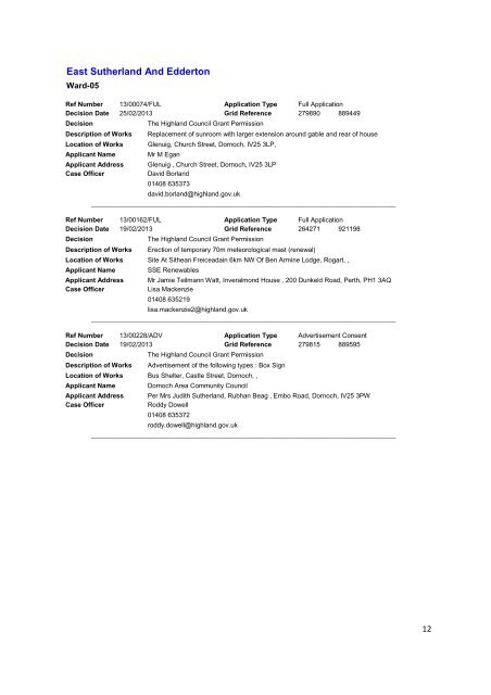 Delegated Decisions - The Highland Council