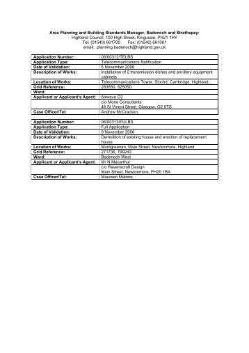 Planning Applications Nov 10th - The Highland Council