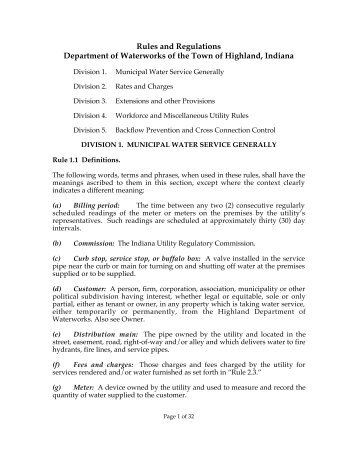 Download Rules and Regulations - Town of Highland, Indiana ...