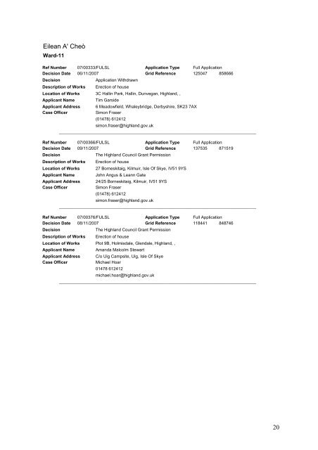 Delegated Decisions Nov 9th - The Highland Council