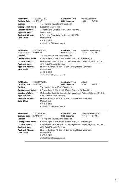 Delegated Decisions Nov 9th - The Highland Council