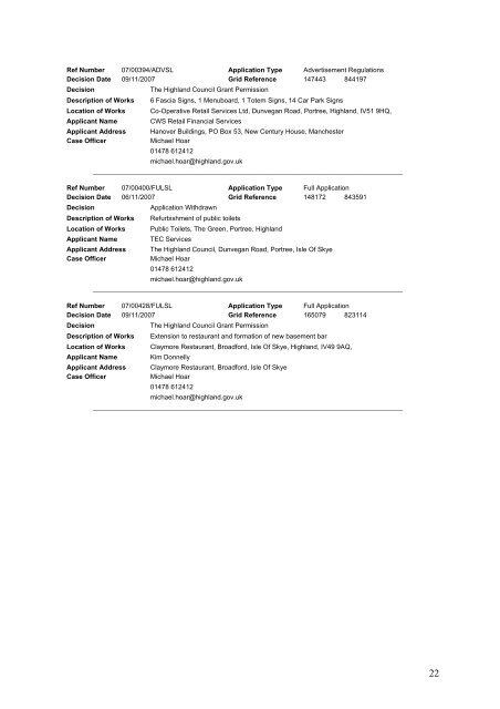 Delegated Decisions Nov 9th - The Highland Council