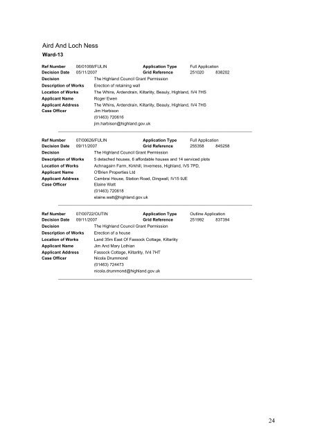 Delegated Decisions Nov 9th - The Highland Council