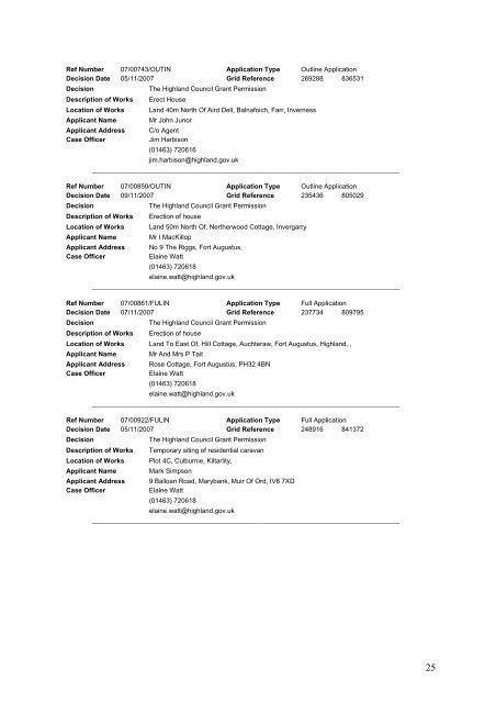 Delegated Decisions Nov 9th - The Highland Council