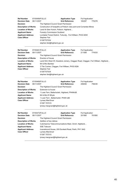 Delegated Decisions Nov 9th - The Highland Council