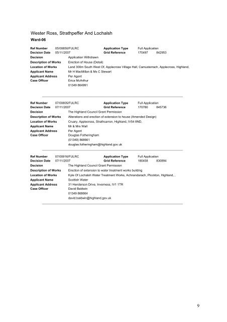 Delegated Decisions Nov 9th - The Highland Council