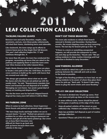 LEAF COLLECTION CALENDAR - Town of Highland, Indiana