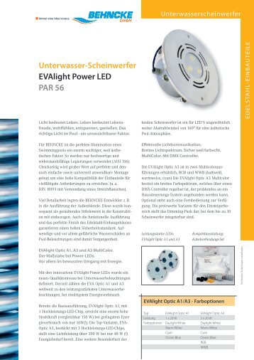 Unterwasser-Scheinwerfer Evalight Power LED ... - Behncke Gmbh