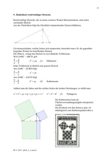 Aehnlichkeit rechtwinkliger Dreiecke - mathekurs.ch