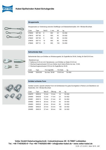 Kabel-Spillwinden / Kabel-Schubgeräte - Vetter GmbH