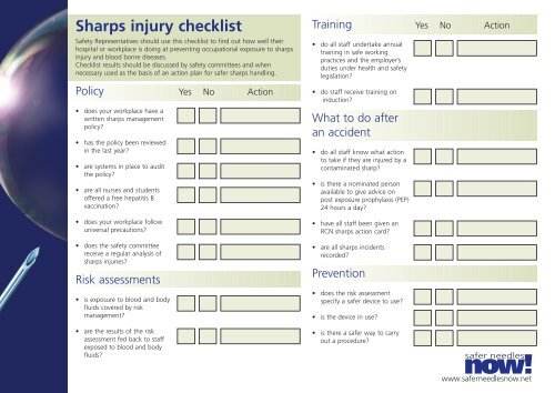 Sharps injury checklist - BVSDE