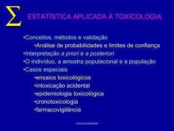 estatÃ­stica aplicada Ã  toxicologia - HO - Higiene Ocupacional