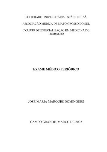 Exame mÃ©dico periÃ³dico - JosÃ© Maria M. Domingues - HO - Higiene ...