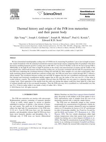 Thermal history and origin of the IVB iron meteorites and their parent ...