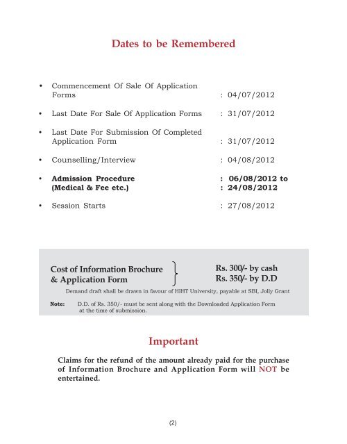 information brochure & application form - HIHT University