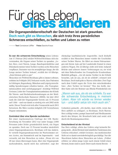 Journal Ausgabe 02/2013 (PDF 5,98 MB) - BKK Gildemeister ...