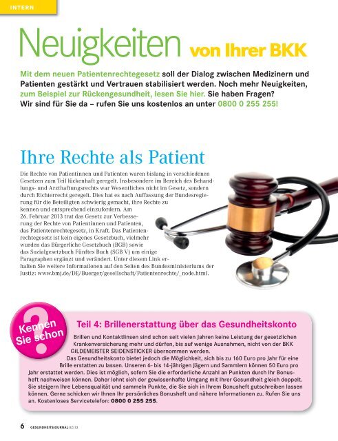 Journal Ausgabe 02/2013 (PDF 5,98 MB) - BKK Gildemeister ...