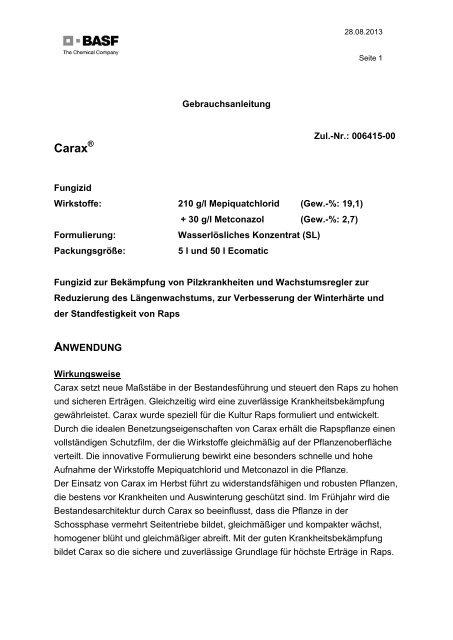 GA Carax - BASF Pflanzenschutz Deutschland