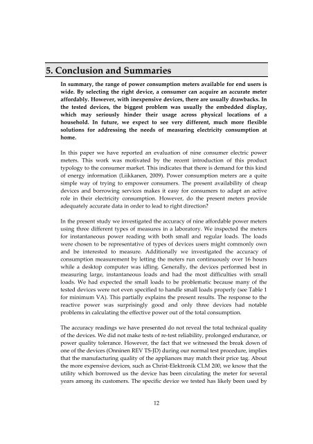 Comparison of EndâUser Electric Power Meters for Accuracy