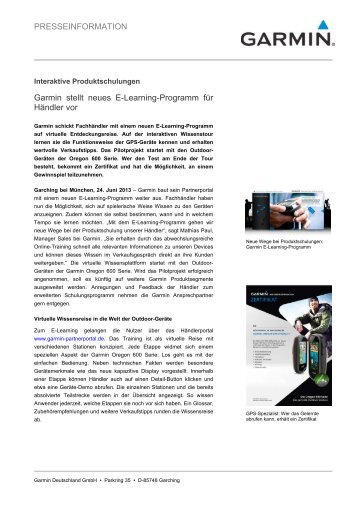 PRESSEINFORMATION Garmin stellt neues E-Learning-Programm ...