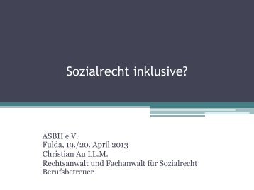 Sozialrecht inklusive? - ASbH