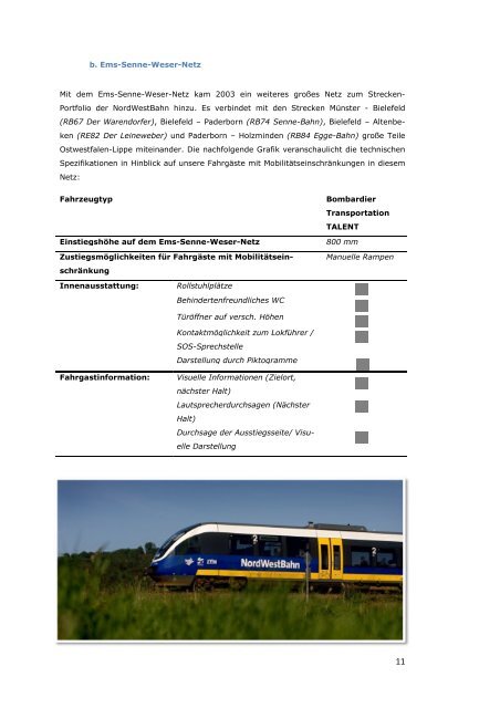 Programm zur Barrierefreiheit der NordWestBahn GmbH