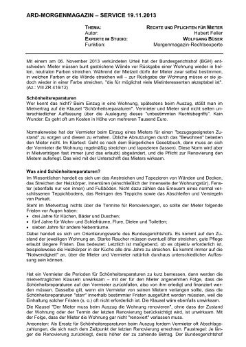 Rechte und Pflichten für Mieter (PDF) - Das Erste