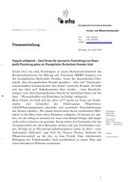 Pressemitteilung - Evangelische Hochschule Dresden
