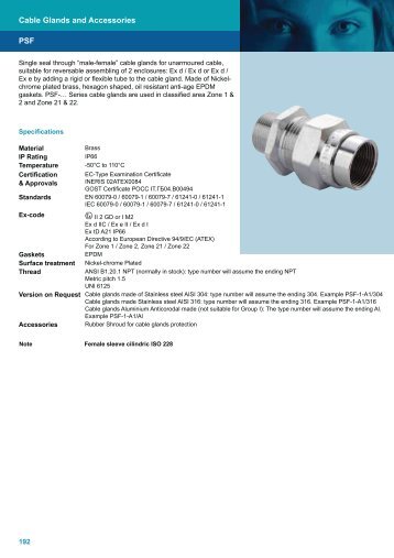 PSF Cable Glands and Accessories