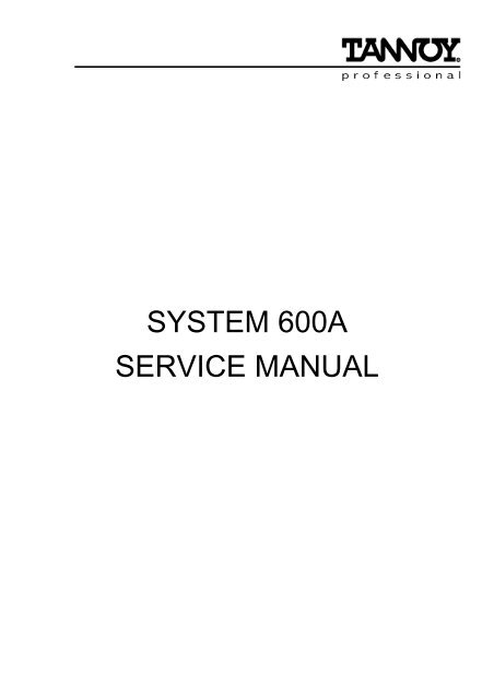 Tannoy Sytem 600A service manual (PDF format)