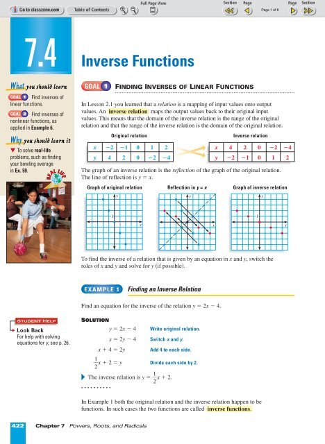 Inverse Functions - Beau Chene High School Home Page