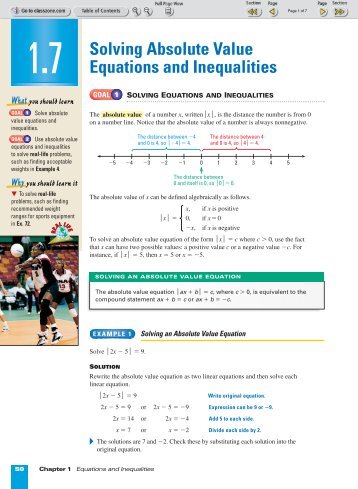 Solving Absolute Value Equations and Inequalities - Beau Chene ...